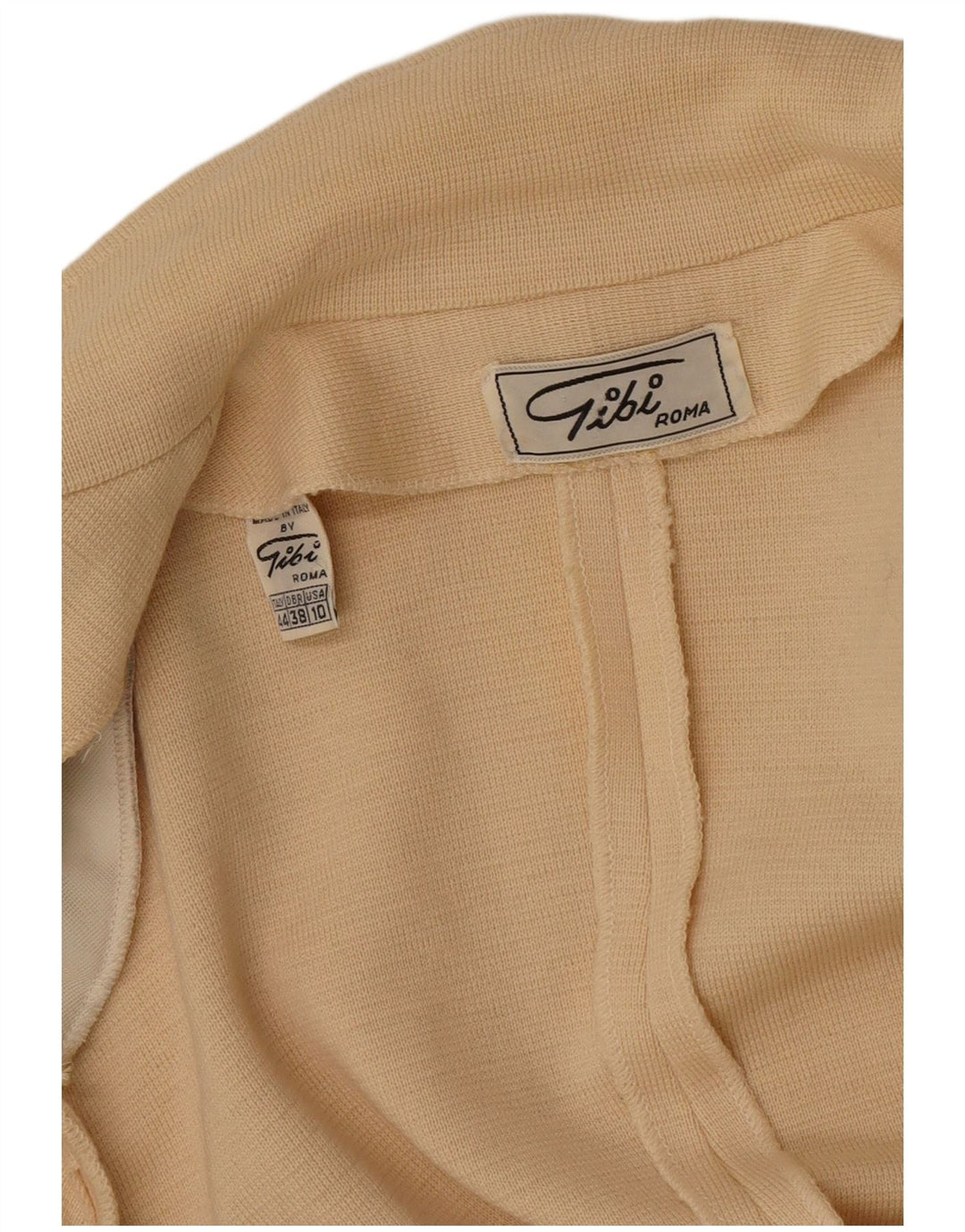 Giacca blazer doppiopetto in maglia da donna Gibi IT 44 Lana beige medio