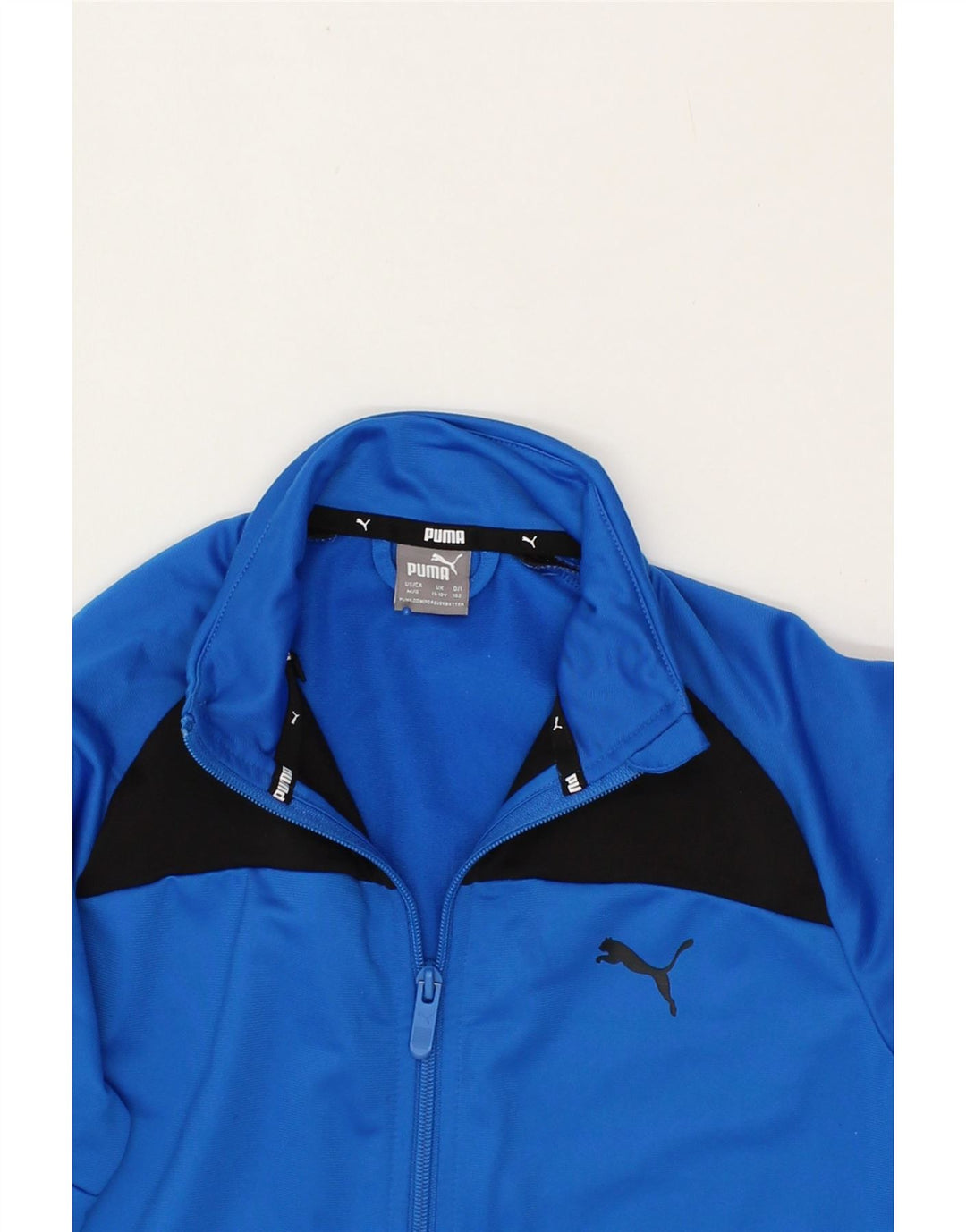 PUMA Boys Tracksuit Top Jacket 11-12 Years Blue Colourblock Polyester Vintage Puma and Second-Hand Puma from Messina Hembry 