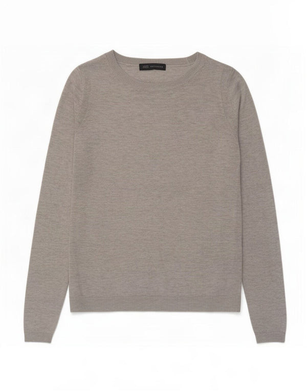 Maglione maglione con scollo a barca da donna Marks & Spencer UK 8 piccolo cotone grigio