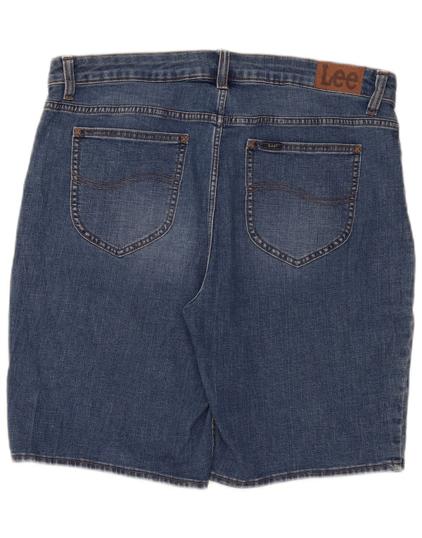 Pantaloncini in denim Bermuda vestibilità regolare da donna a vita media Lee US 18 2XL W36 Blu