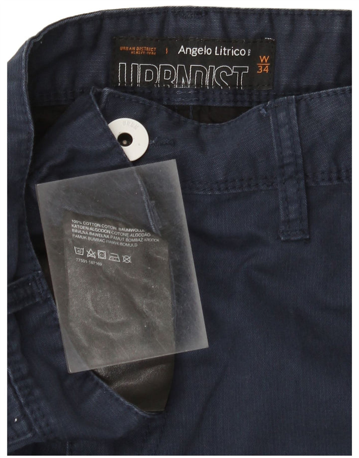 Pantaloncini cargo da uomo Angelo Litrico W34 Large in cotone blu navy
