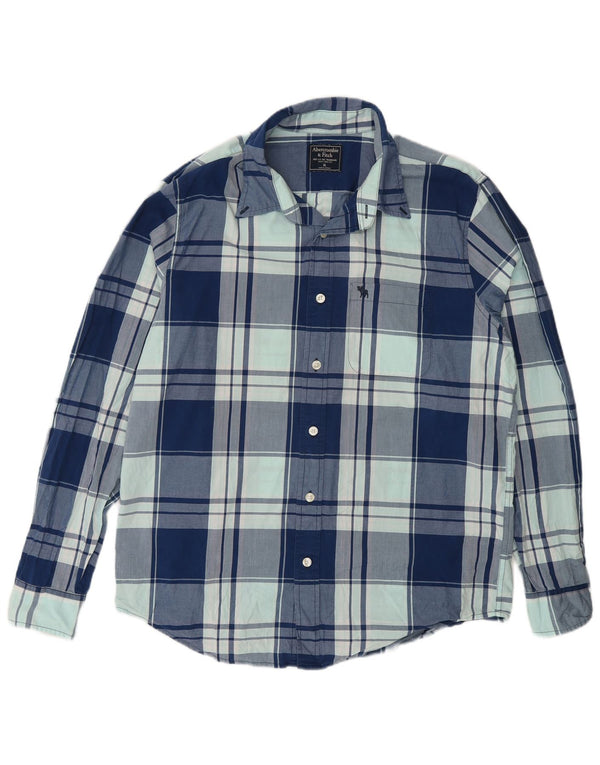 Camicia da uomo Abercrombie & Fitch XL in cotone scozzese blu