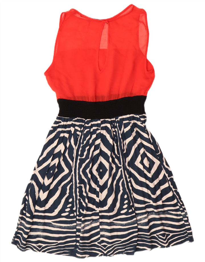 Abito a trapezio basic da donna Zara senza maniche UK 12 rosso medio geometrico moderno