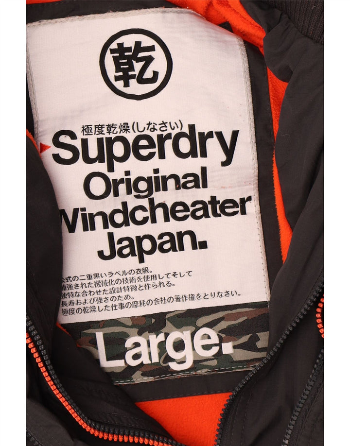 Giacca a vento da donna con cappuccio Superdry UK 16 grande poliestere grigio