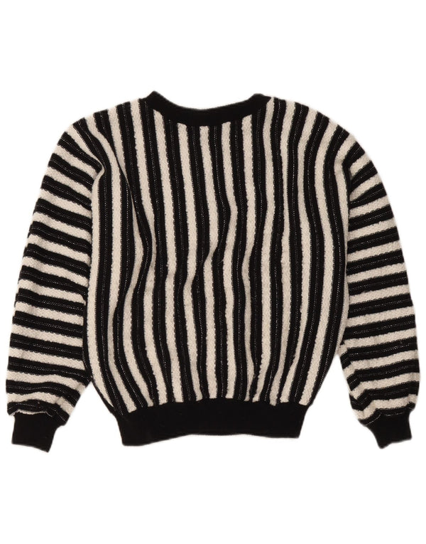 Maglione maglione girocollo da donna C&A UK 14 Acrilico a righe nere medie