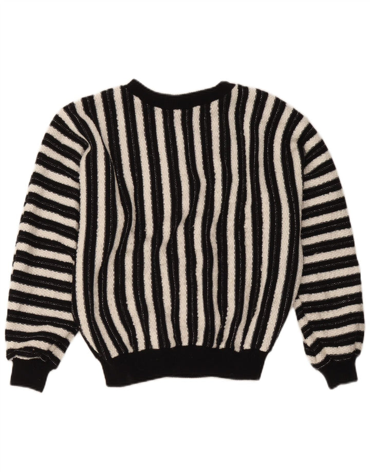 Maglione maglione girocollo da donna C&A UK 14 Acrilico a righe nere medie