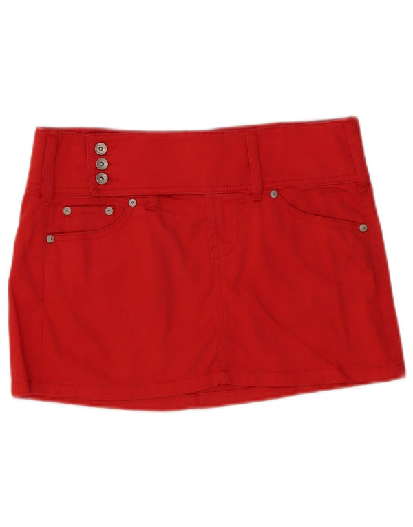 Minigonna Donna Benetton a Vita Bassa IT 40 Small W30 Cotone Rosso