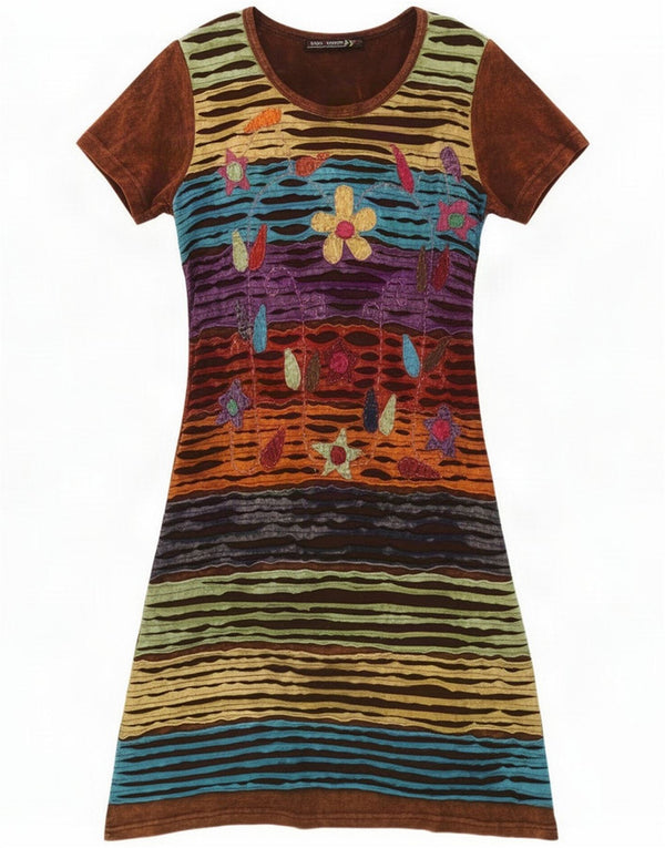 Abito a trapezio da donna Contro Corrente UK 12 Medio multicolore floreale