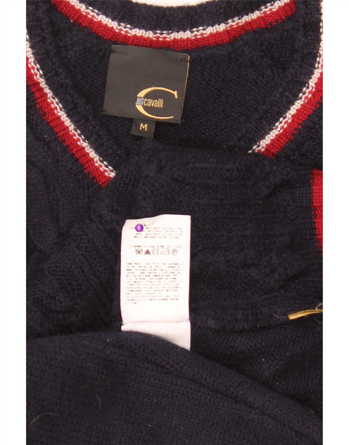 Just Cavalli Maglione da donna con scollo a V UK 14 Medio Blu Navy