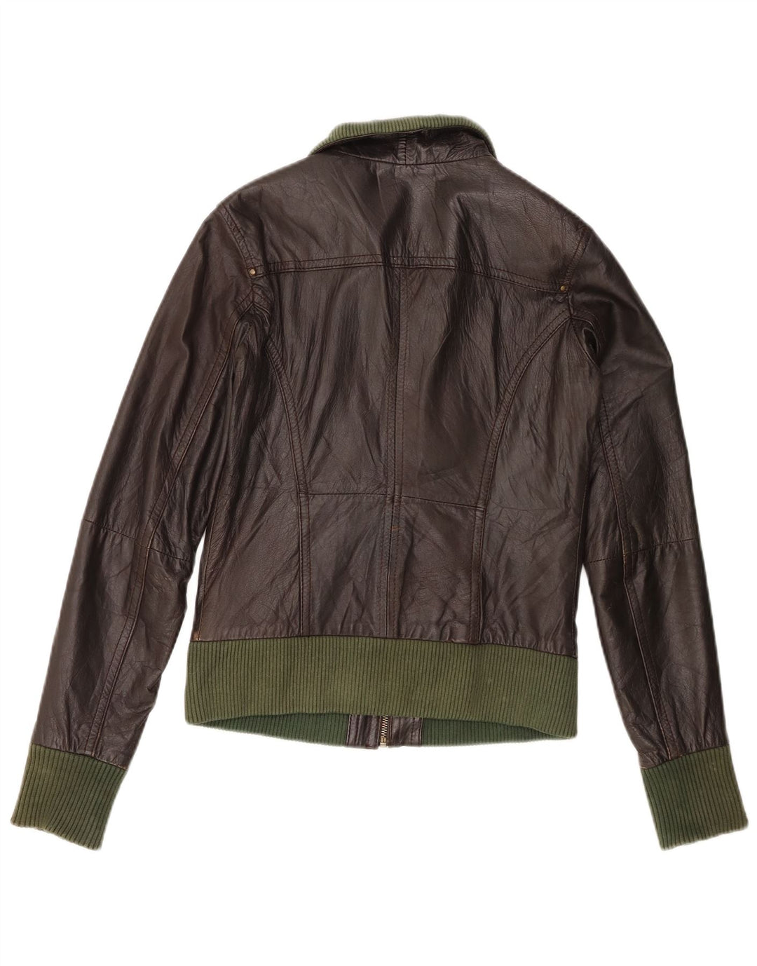 Giacca in pelle bomber da donna Bershka UK 12 Pelle marrone medio