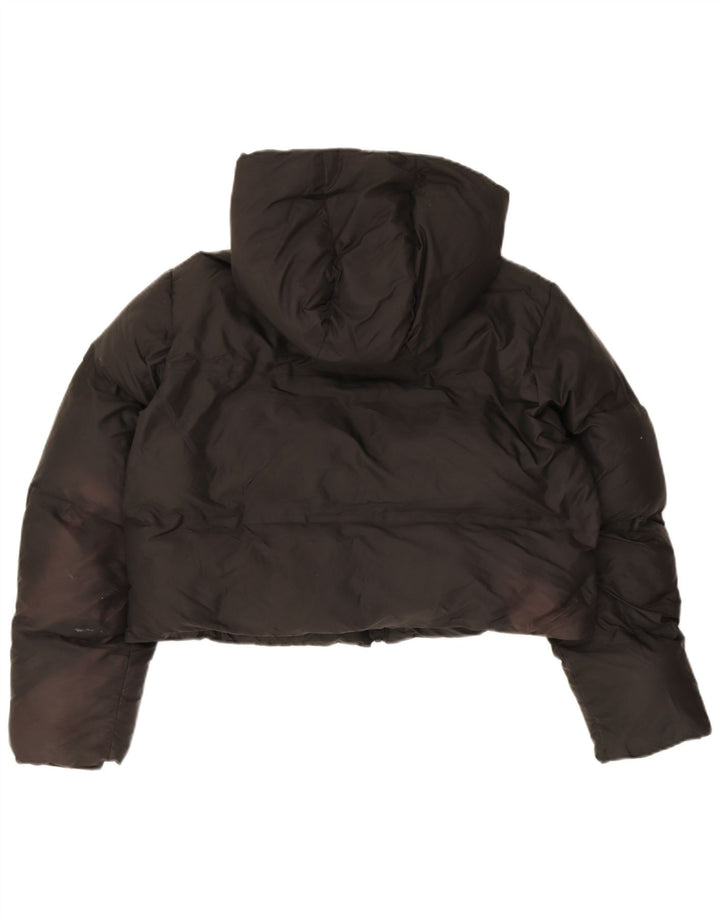 Giacca imbottita oversize con cappuccio corta da donna Zara UK 10 piccola poliestere nero