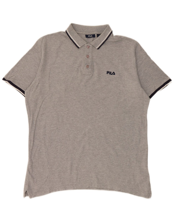 Fila Mens Polo Shirt Large Grey Cotton