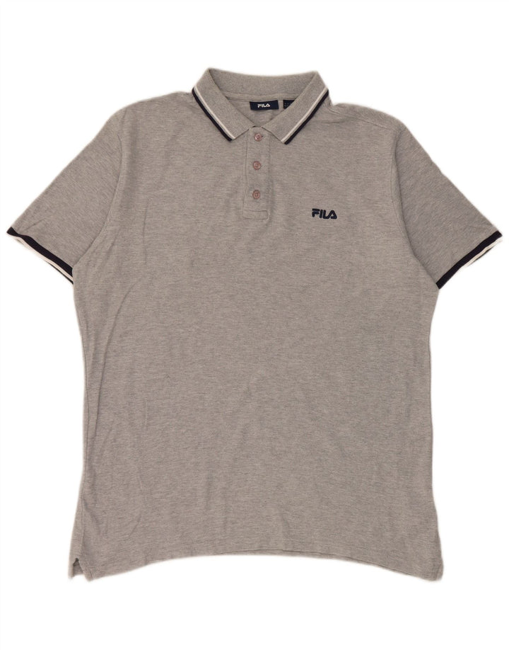 Polo da uomo Fila Large in cotone grigio