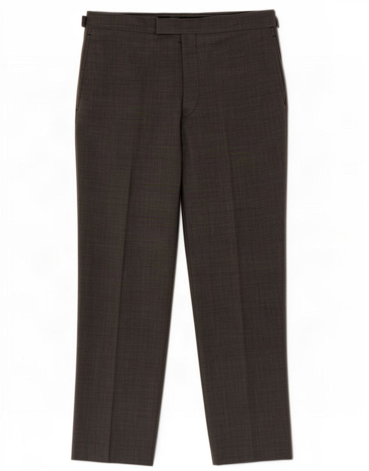 Pantaloni da abito con pegged autografo da uomo Marks & Spencer W36 L31 lana vergine grigia