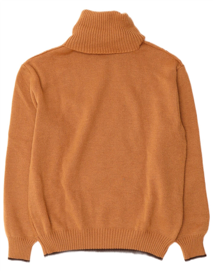 Maglione maglione vintage da donna con collo alto IT 50 XL marrone poliacrilico