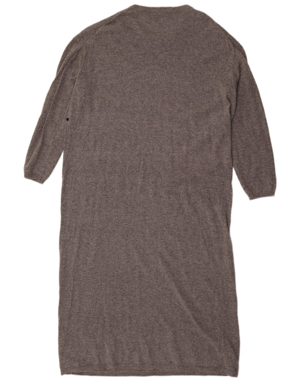 Abito maglione a maniche lunghe maxi da donna Zara UK 14 Lana grigio medio