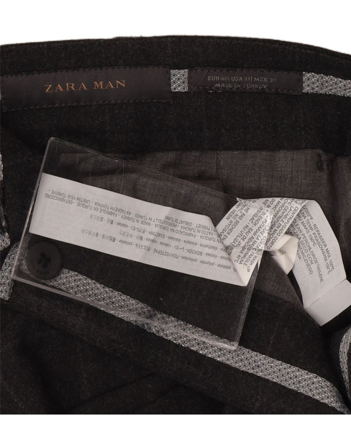 ZARA Mens Slim Suit Trousers EU 40 Medium W31 L25 Grey Check Polyester Vintage Zara and Second-Hand Zara from Messina Hembry 