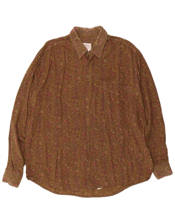Camicia Azzurra Uomo Large Cachi Paisley Viscosa