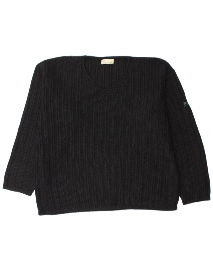 Maglione da uomo con scollo a V Rifle, grande in acrilico nero