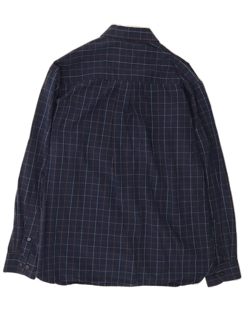 IZOD Mens Shirt Medium Navy Blue Check Cotton Vintage Izod and Second-Hand Izod from Messina Hembry 