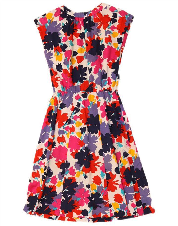 Abito a trapezio vintage da donna UK 12 medio floreale multicolore