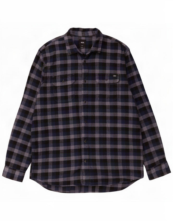 Vans Camicia in flanella da uomo grande in cotone a quadri blu navy