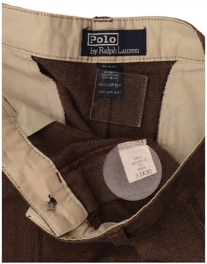 Pantaloni casual da uomo Polo Ralph Lauren W31 L30 Cotone a spina di pesce marrone