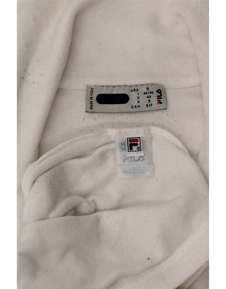 FILA Mens Zip Neck Fleece Jumper Small White Polyester Vintage Fila and Second-Hand Fila from Messina Hembry 