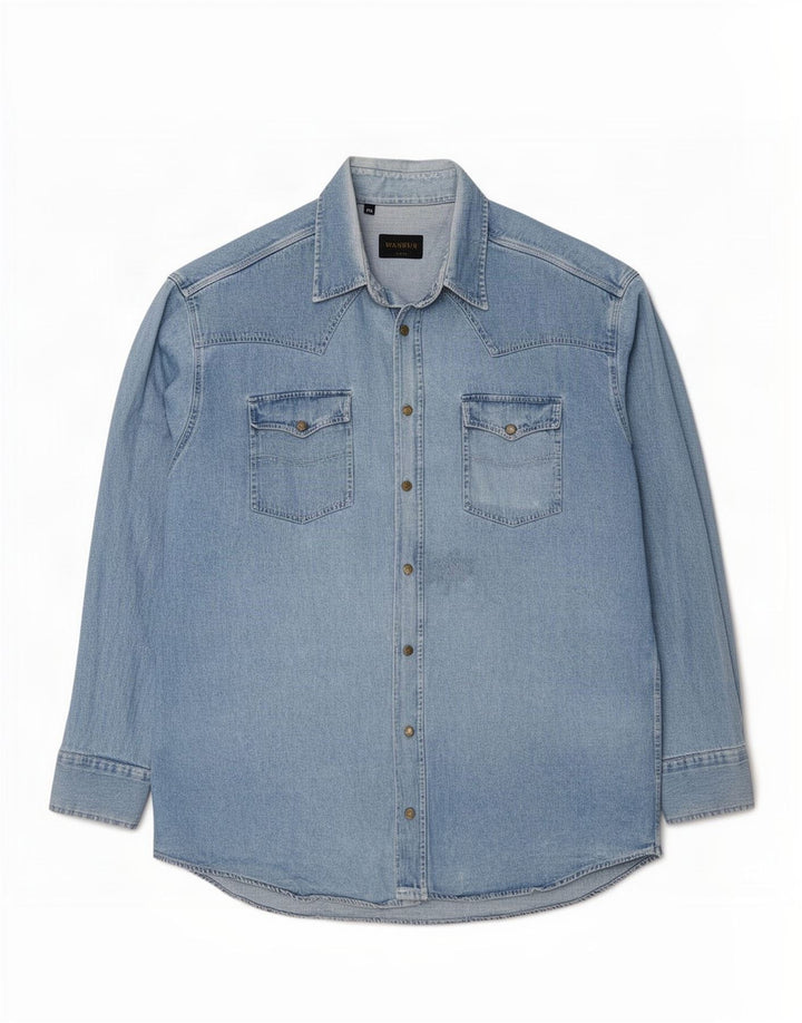 Camicia in denim da uomo Wampum 2XL cotone blu