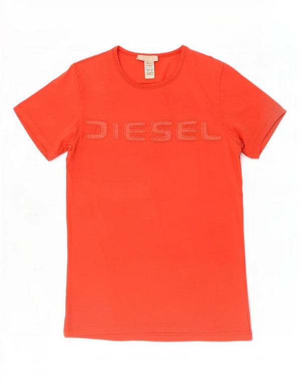 T-shirt grafica da donna Diesel Top UK 14 grande cotone rosso