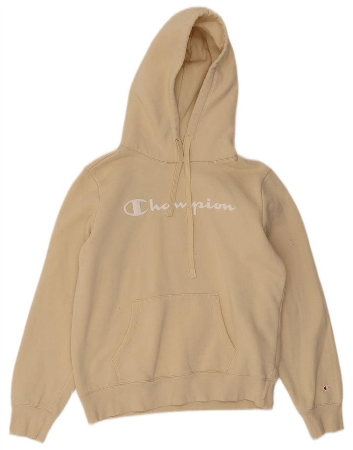 Maglione con cappuccio grafico da uomo Champion in cotone giallo medio