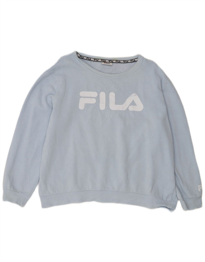 Felpa da donna con grafica corta oversize Fila, maglione UK 16 grande blu