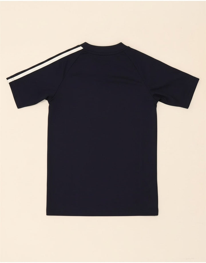 ADIDAS Boys Aeroready T-Shirt Top 7-8 Years Navy Blue Polyester