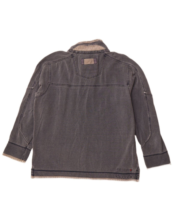 Felpa da uomo con collo con zip Fat Face, maglione grande, cotone grigio