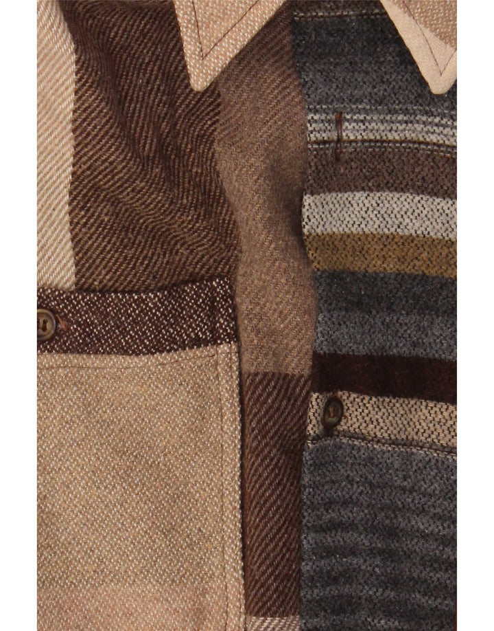 Camicia vintage da uomo in flanella grande blocco di colori multicolore