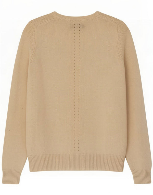 Massimo Dutti Womens V-Neck Jumper Sweater UK 8 Small Beige Cashmere