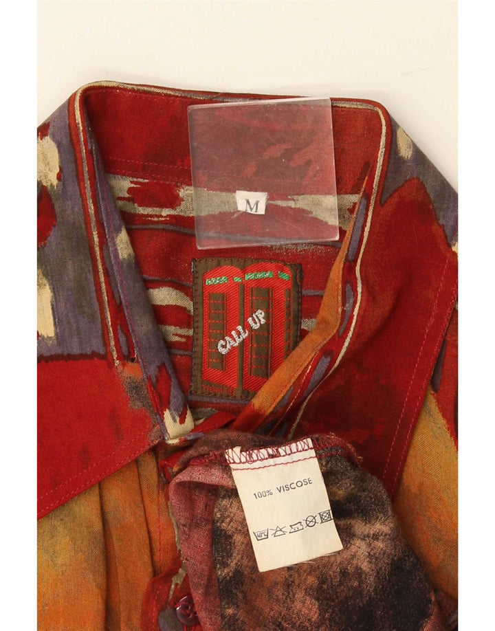 Camicia vintage da uomo con motivo astratto in viscosa multicolore media