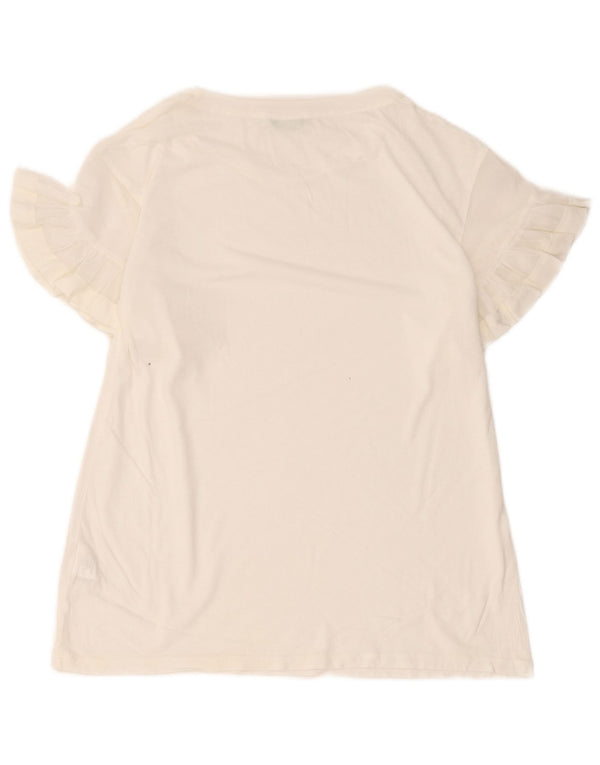 T-shirt da donna vestibilità ampia Benetton Top UK 8 Small cotone bianco