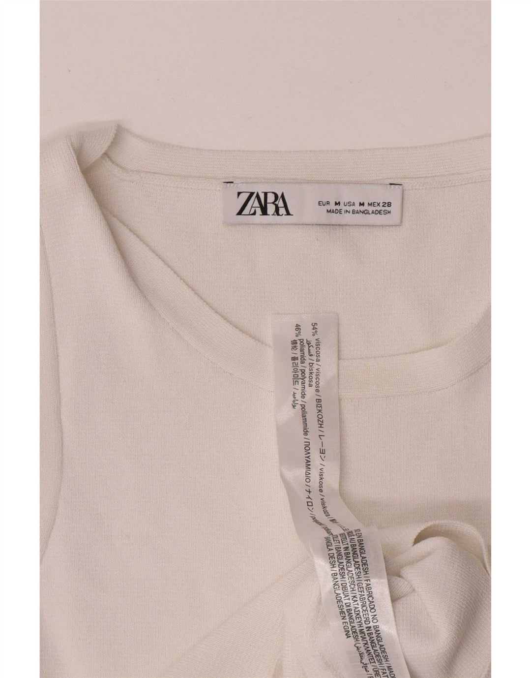 Top corto da donna Zara UK 12 in viscosa bianca media