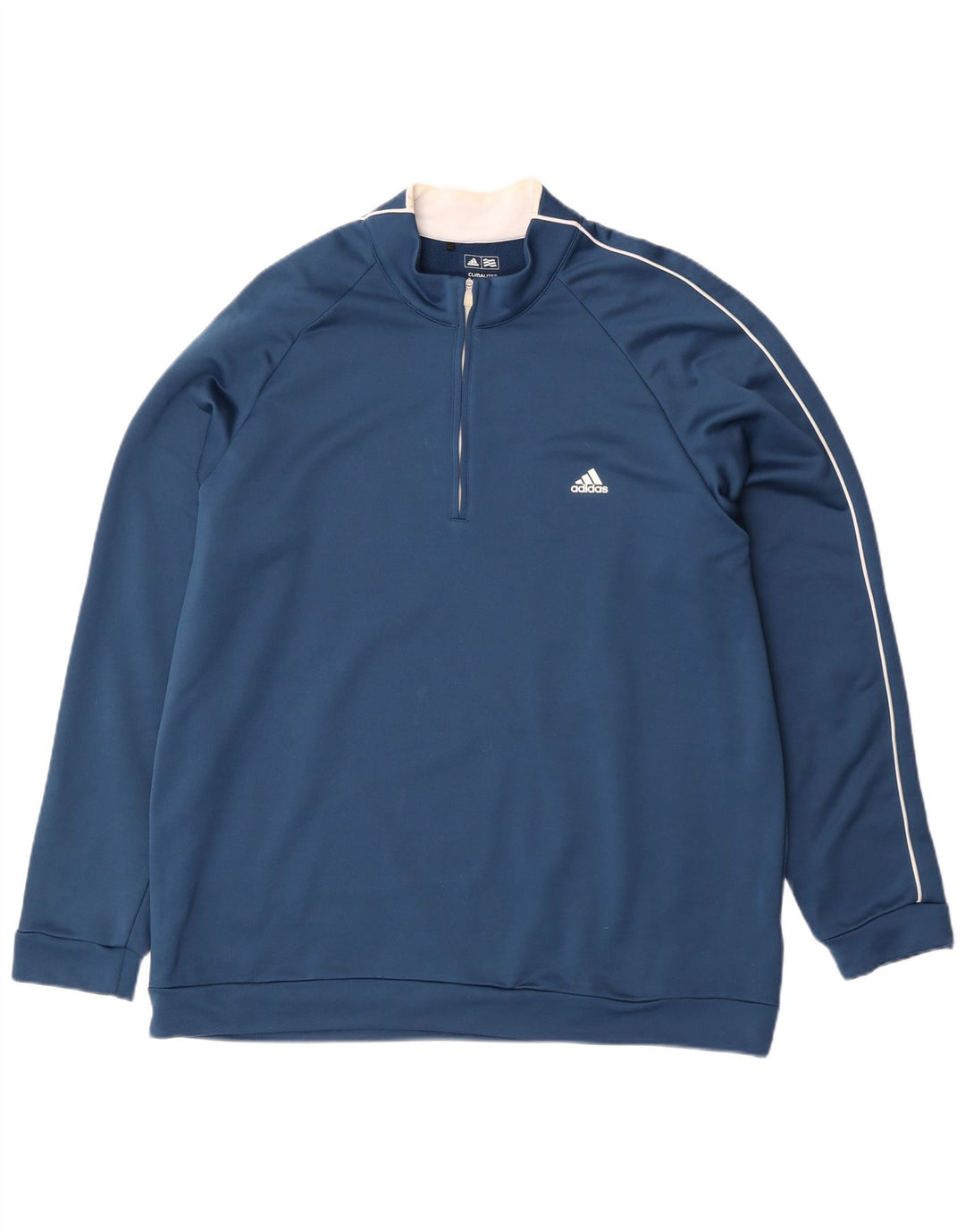 Adidas Uomo Climalite Zip Neck Pullover Tuta Top 2XL Blu Poliestere