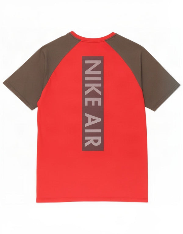 Nike Mens Athletic Cut Graphic T-Shirt Top Medium Red Colourblock Cotton