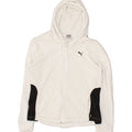 PUMA Womens Zip Hoodie Sweater UK 14 Medium White Colourblock | Vintage Puma | Thrift | Second-Hand Puma | Used Clothing | Messina Hembry 