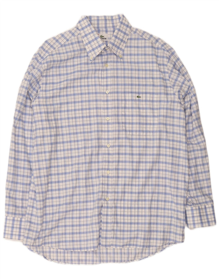 Camicia da uomo Lacoste taglia 44 XL in cotone a quadri blu