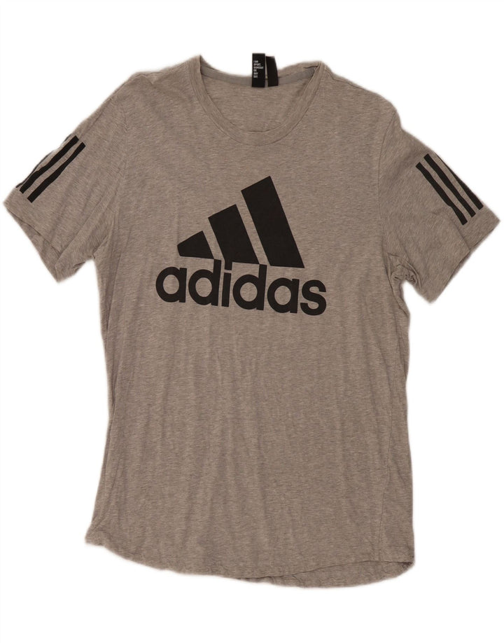 T-shirt grafica da uomo Adidas Top in cotone grigio medio