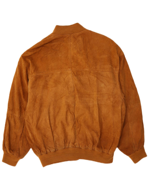 Giubbotto bomber in pelle scamosciata vintage da uomo UK 42 XL in pelle marrone