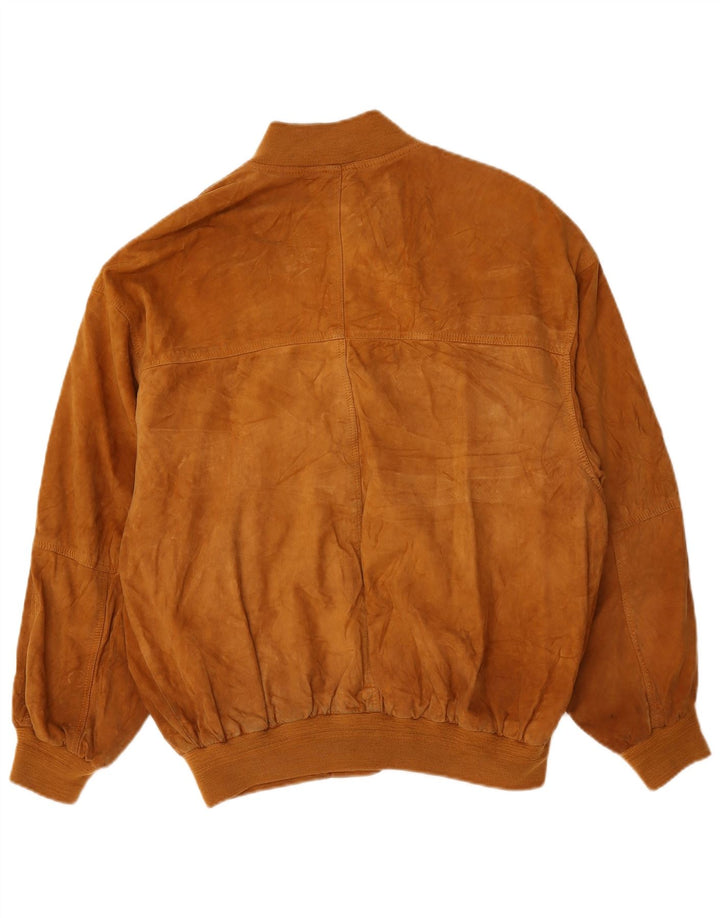 Giubbotto bomber in pelle scamosciata vintage da uomo UK 42 XL in pelle marrone