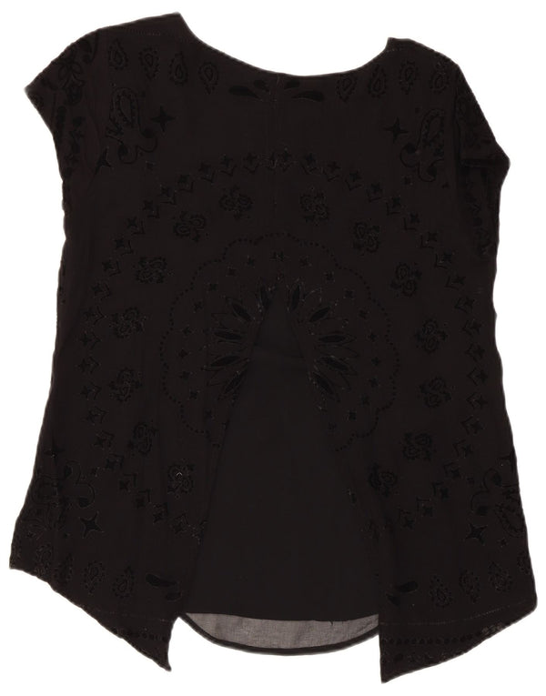 Desigual Donna Camicetta Top UK 12 Medio Nero Paisley
