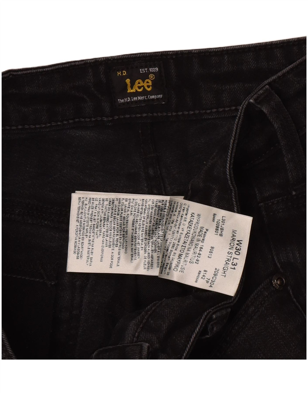 Jeans dritti Marion da donna Lee W30 L28 cotone nero