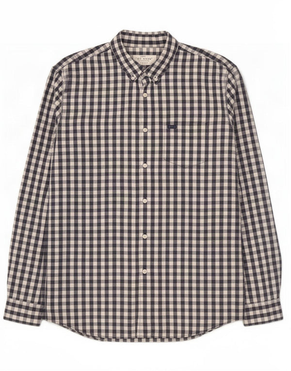 Jack Wills Mens Classic Fit Shirt Large Navy Blue Gingham Cotton