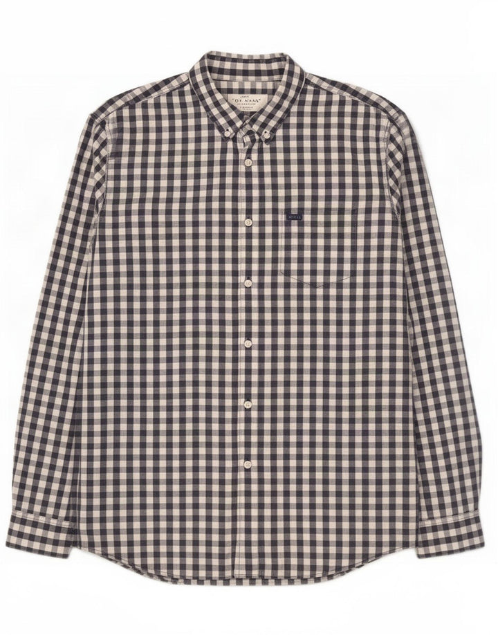 Camicia da uomo dalla vestibilità classica Jack Wills, grande in cotone a quadretti blu navy